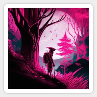 Quirky Magenta Hiker Sticker